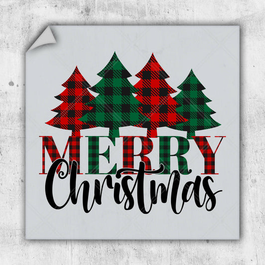 a christmas card with a plaid christmas tree