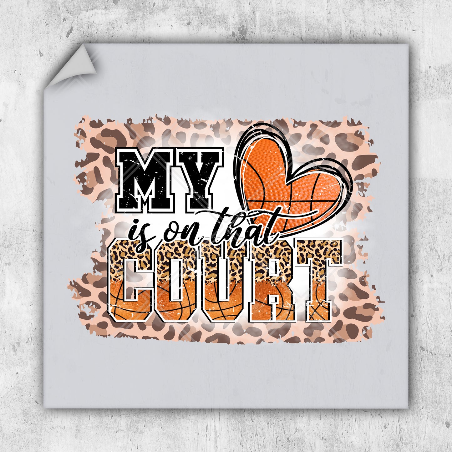 a picture of a basketball with the words my heart is a court