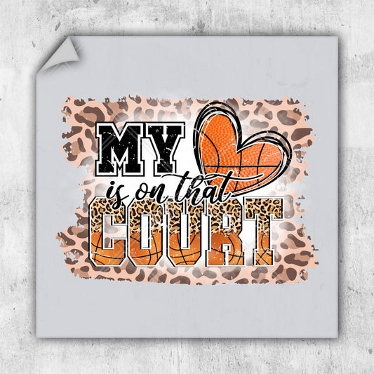 a picture of a basketball with the words my heart is a court