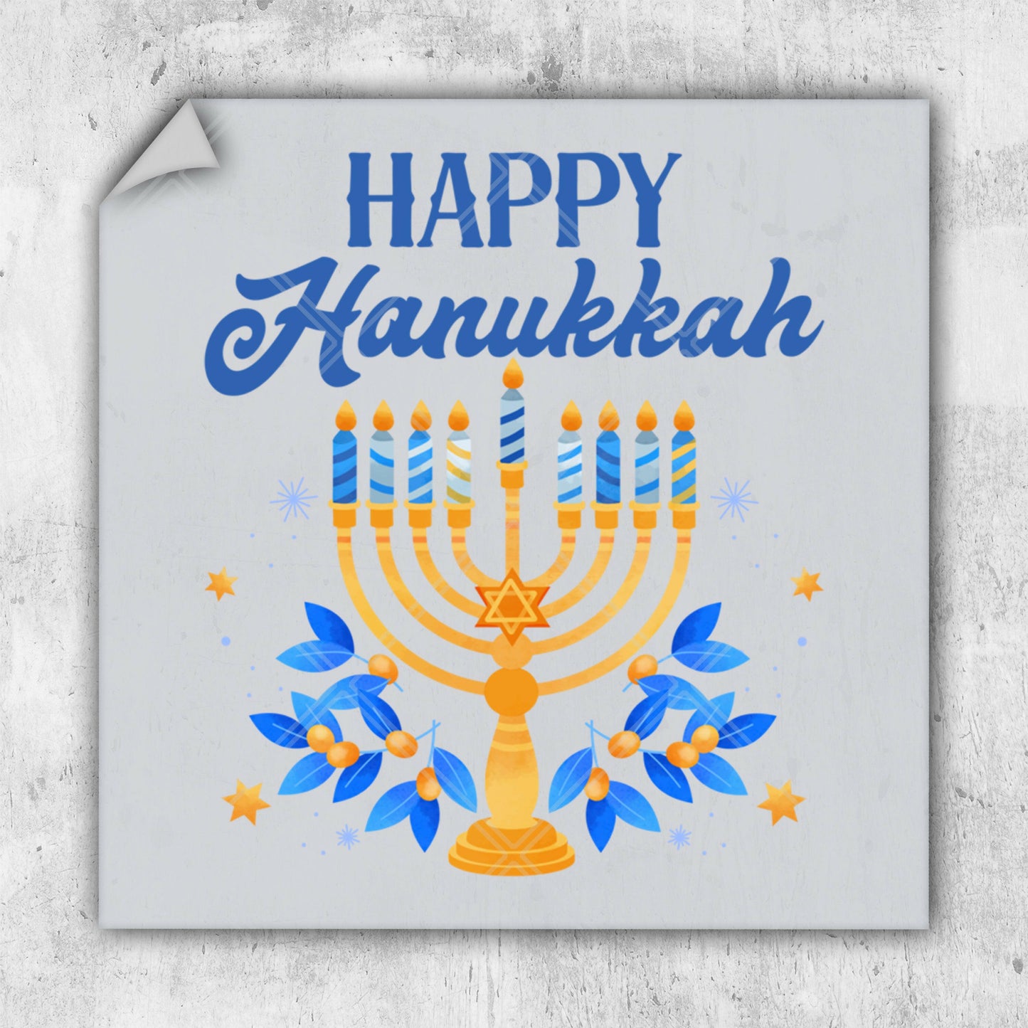 a hanukkah card with a menorah on it