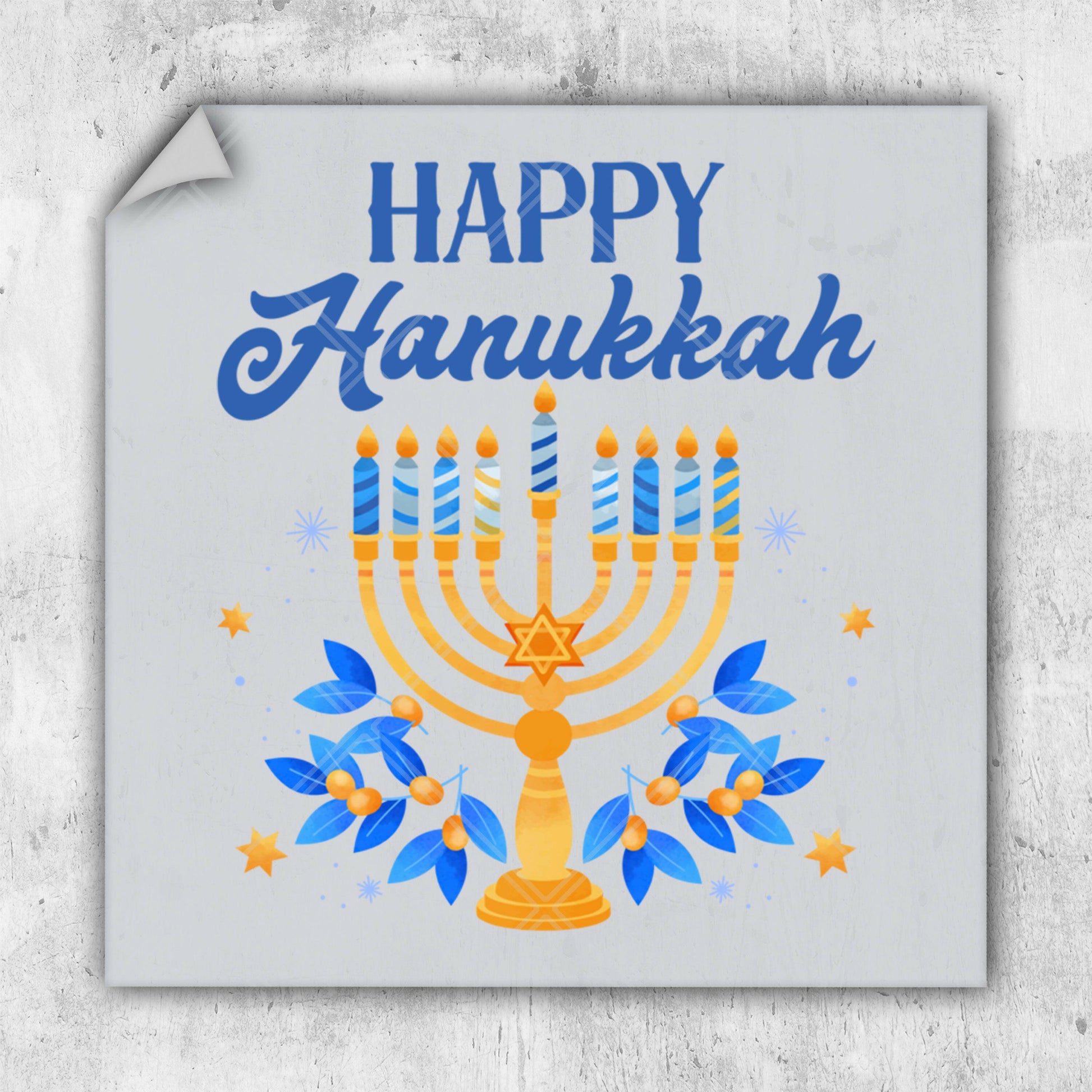 a hanukkah card with a menorah on it