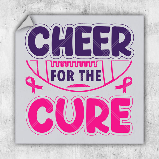 a sticker that says cheer for the cure