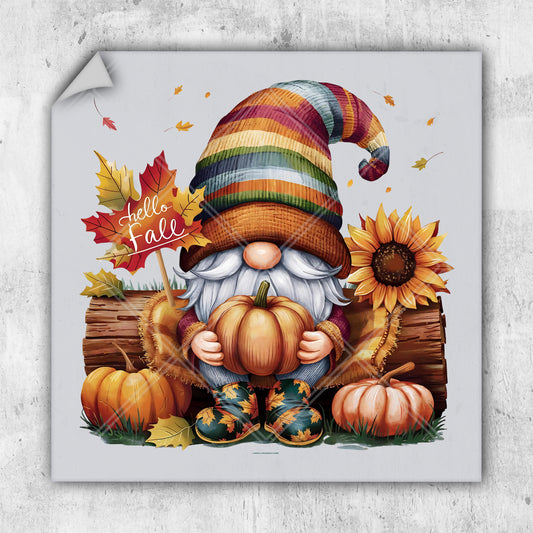 a painting of a gnome with a pumpkin