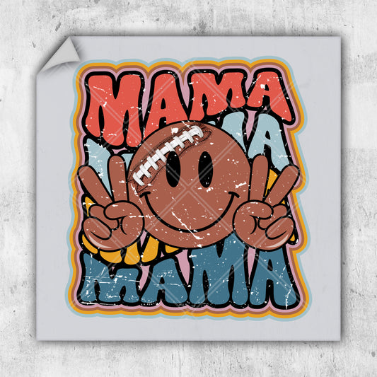 a sticker of a football with the words mama on it