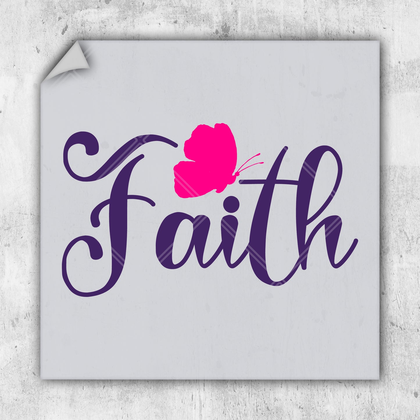 a sticker with the word faith on it