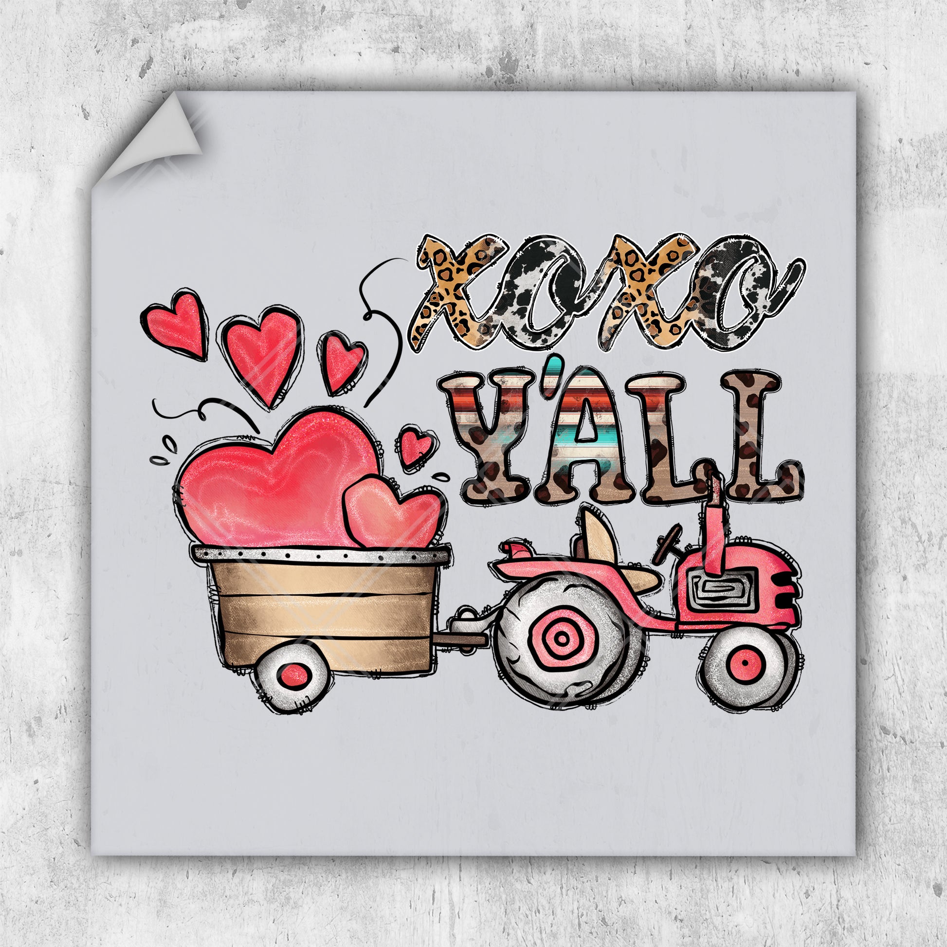 a drawing of a tractor with a heart on it