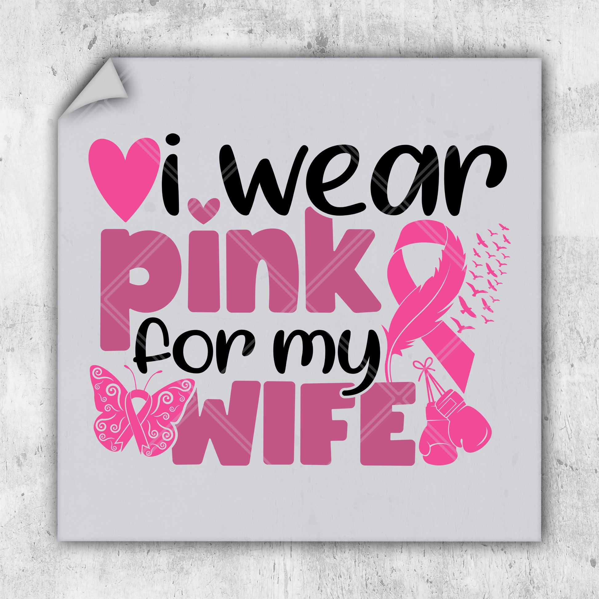 i wear pink for my wife breast cancer awareness sticker