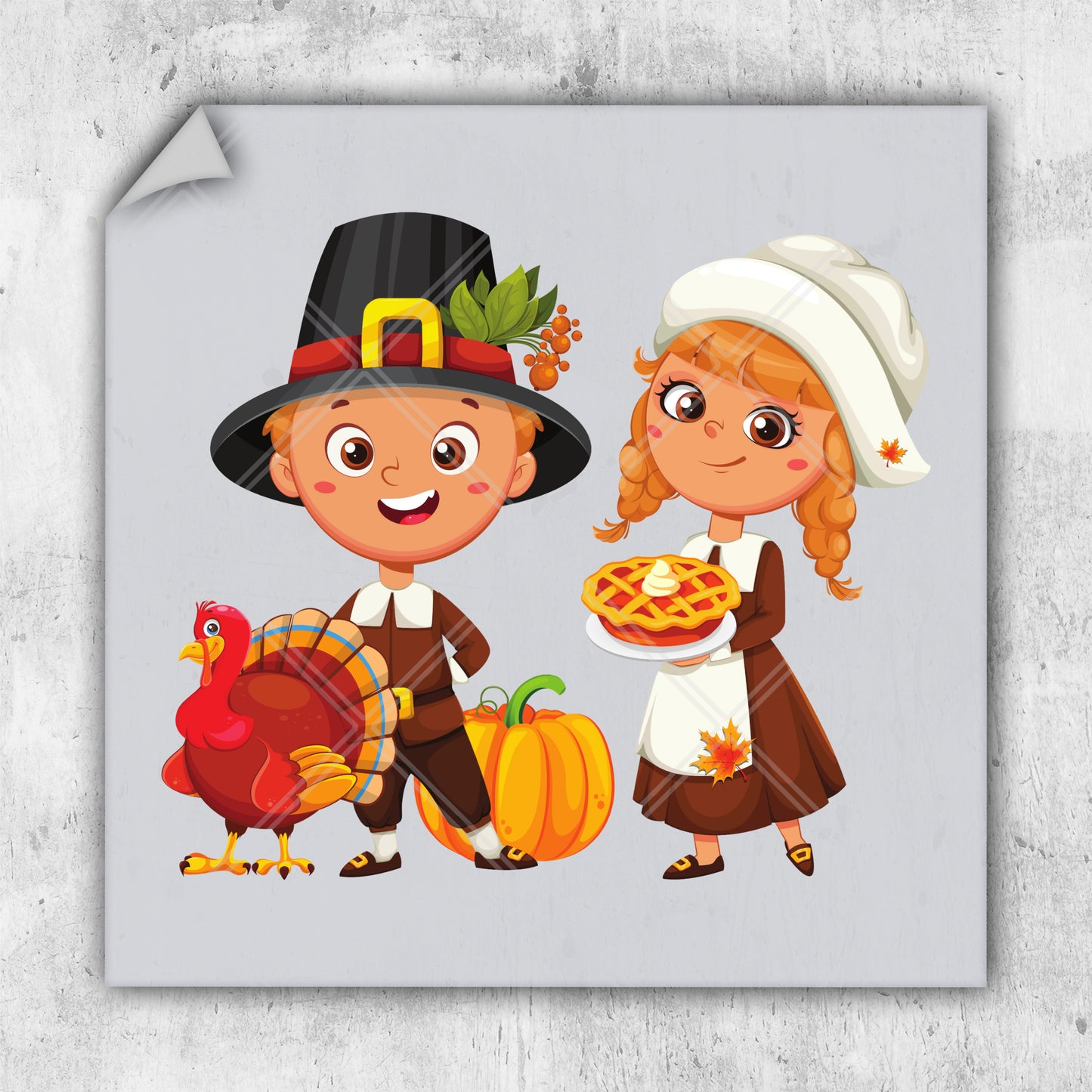 a boy and a girl dressed in thanksgiving costumes