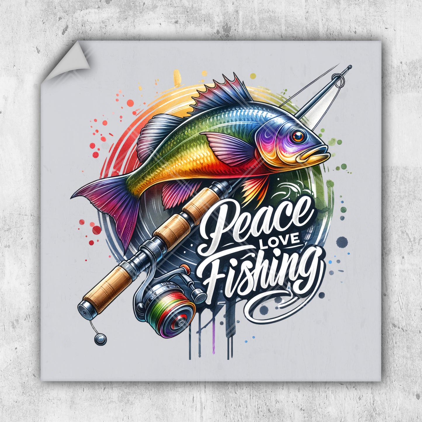 a fish with a fishing rod and a fishing pole