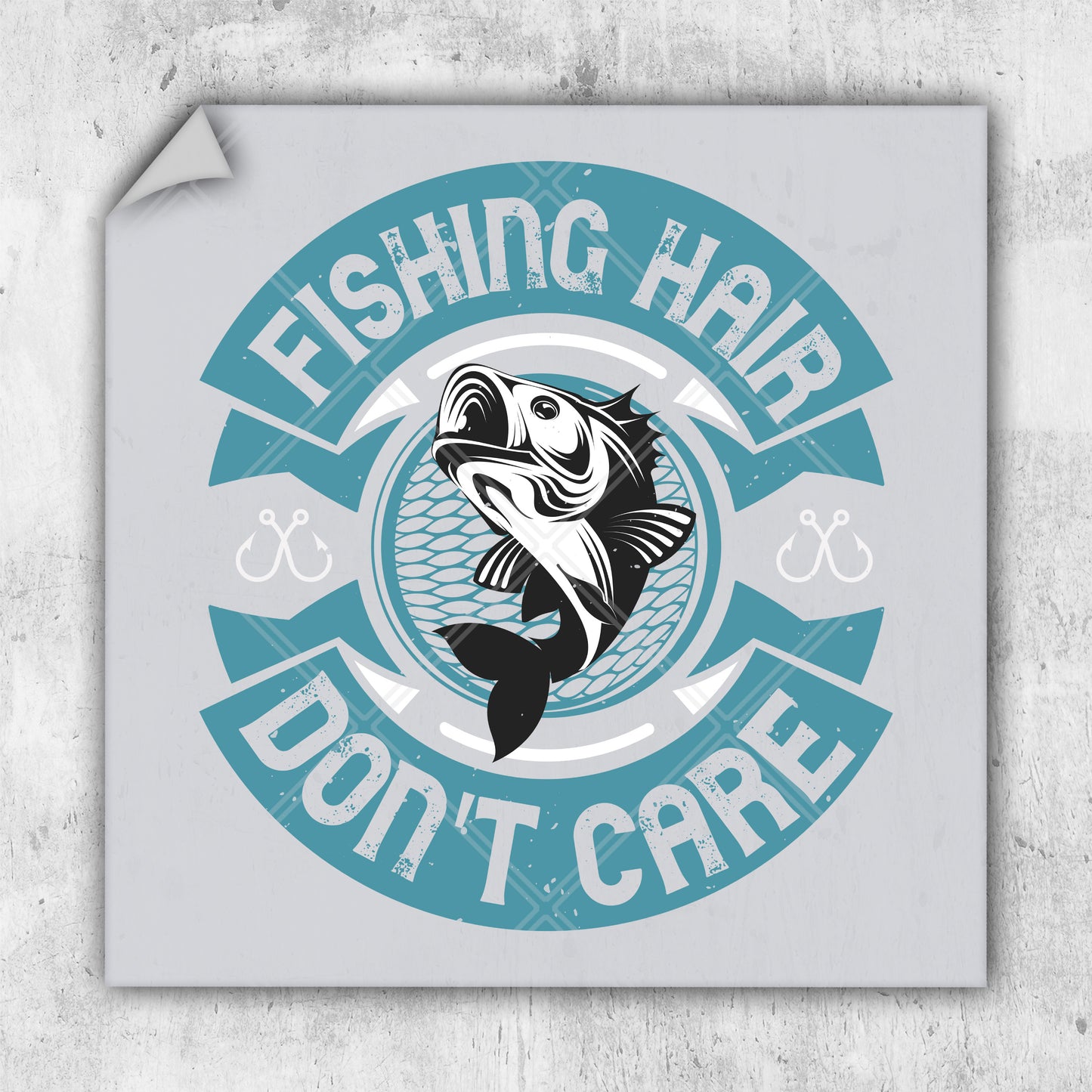 a sticker that says fishing hair don't care