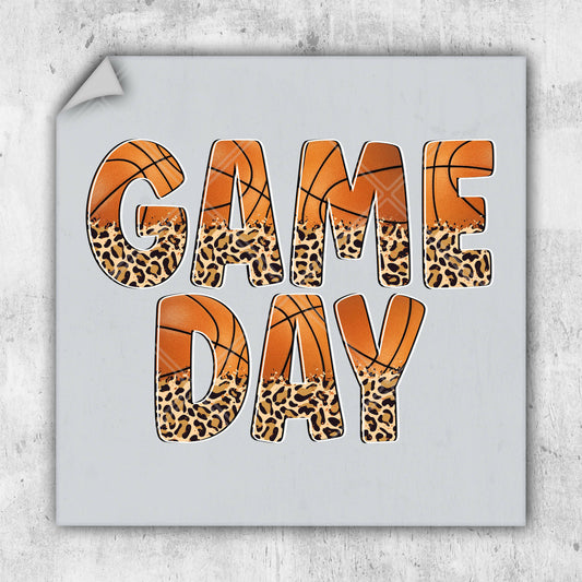 a picture of the word game day with a basketball on it