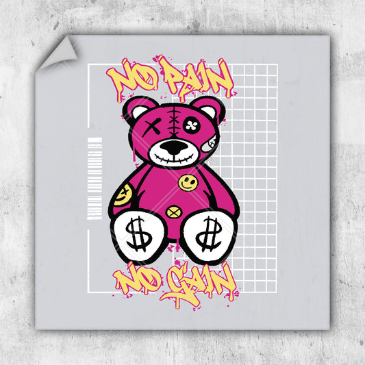 a picture of a pink teddy bear with a dollar sign on it