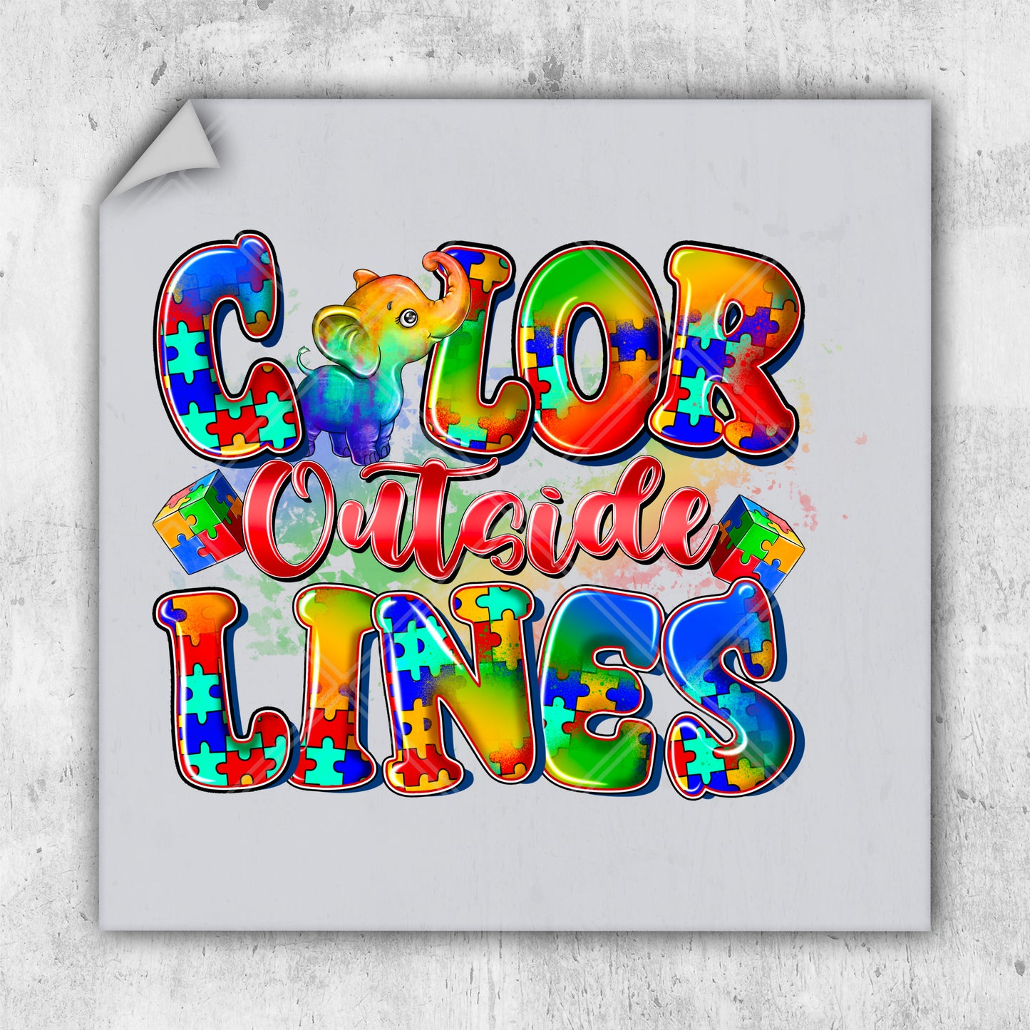 a poster with the words color outside lines painted on it