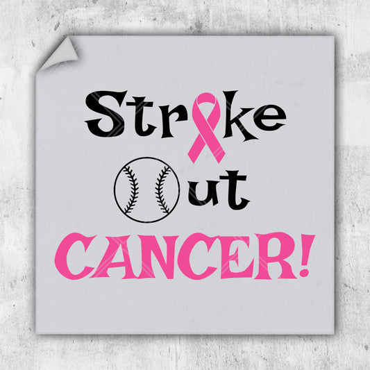 a sticker that says strike out cancer