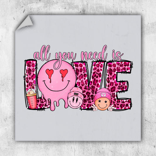 a picture of a pink animal print with the words all you need is love