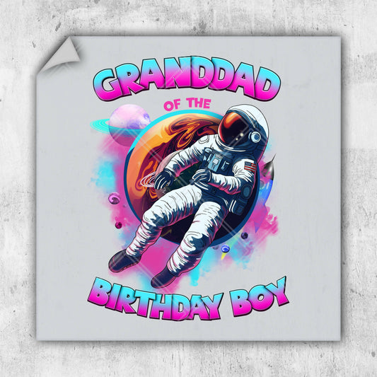 a birthday card with an astronaut floating in space