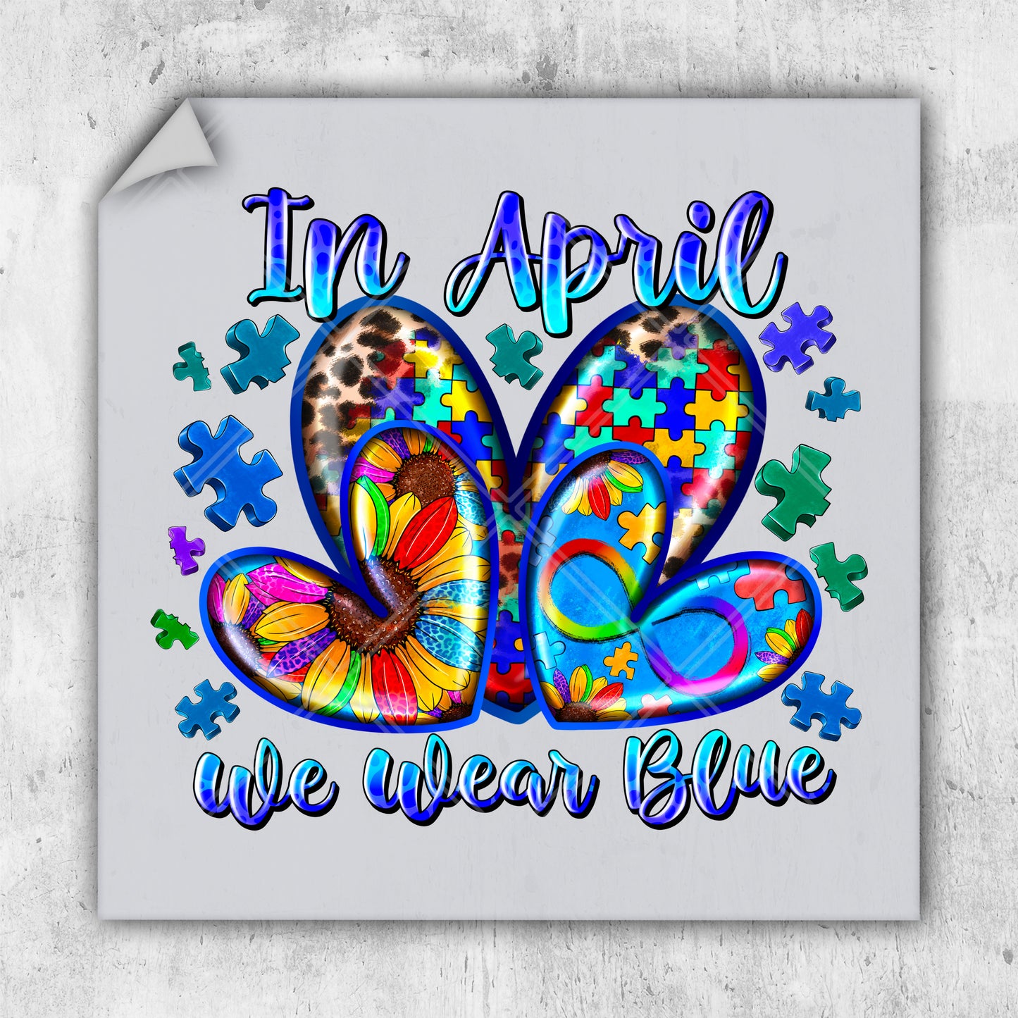 a picture of a butterfly with the words in april we wear blue