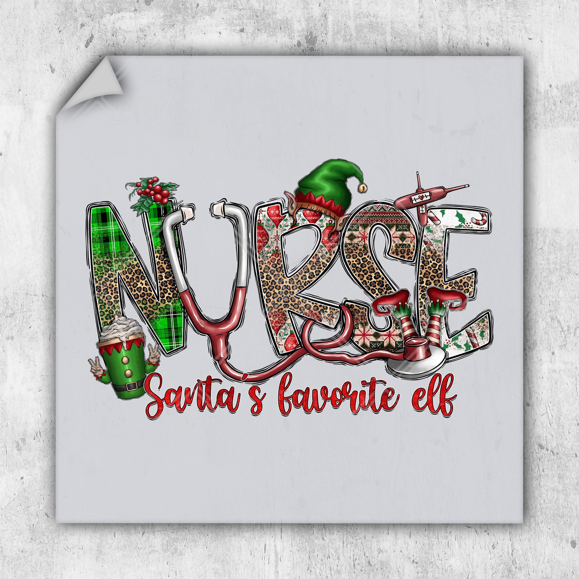 a picture of the word nurse surrounded by christmas decorations