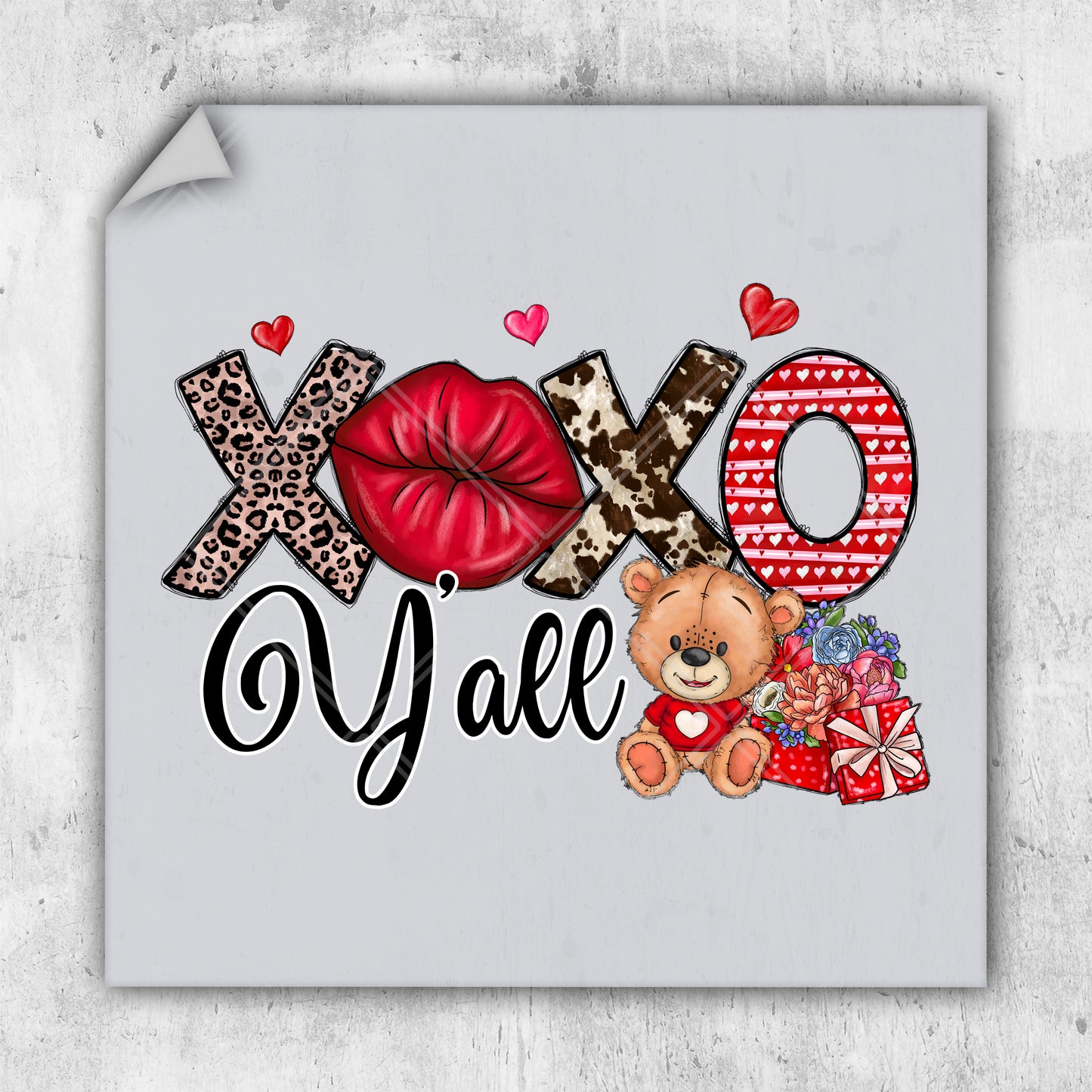 a greeting card with the word xoxo and a teddy bear