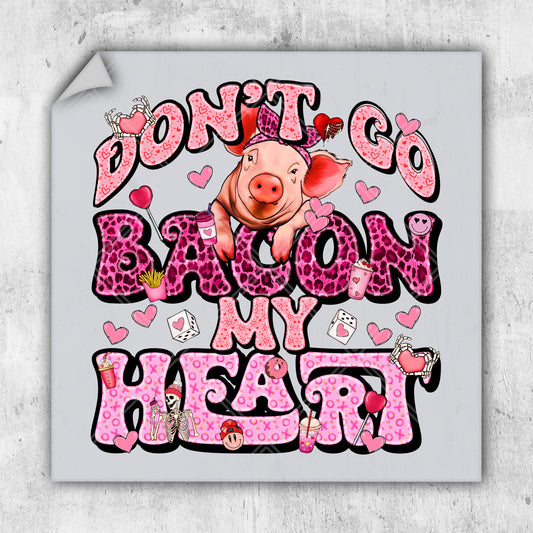 a picture of a pink pig with hearts and the words don't go bacon