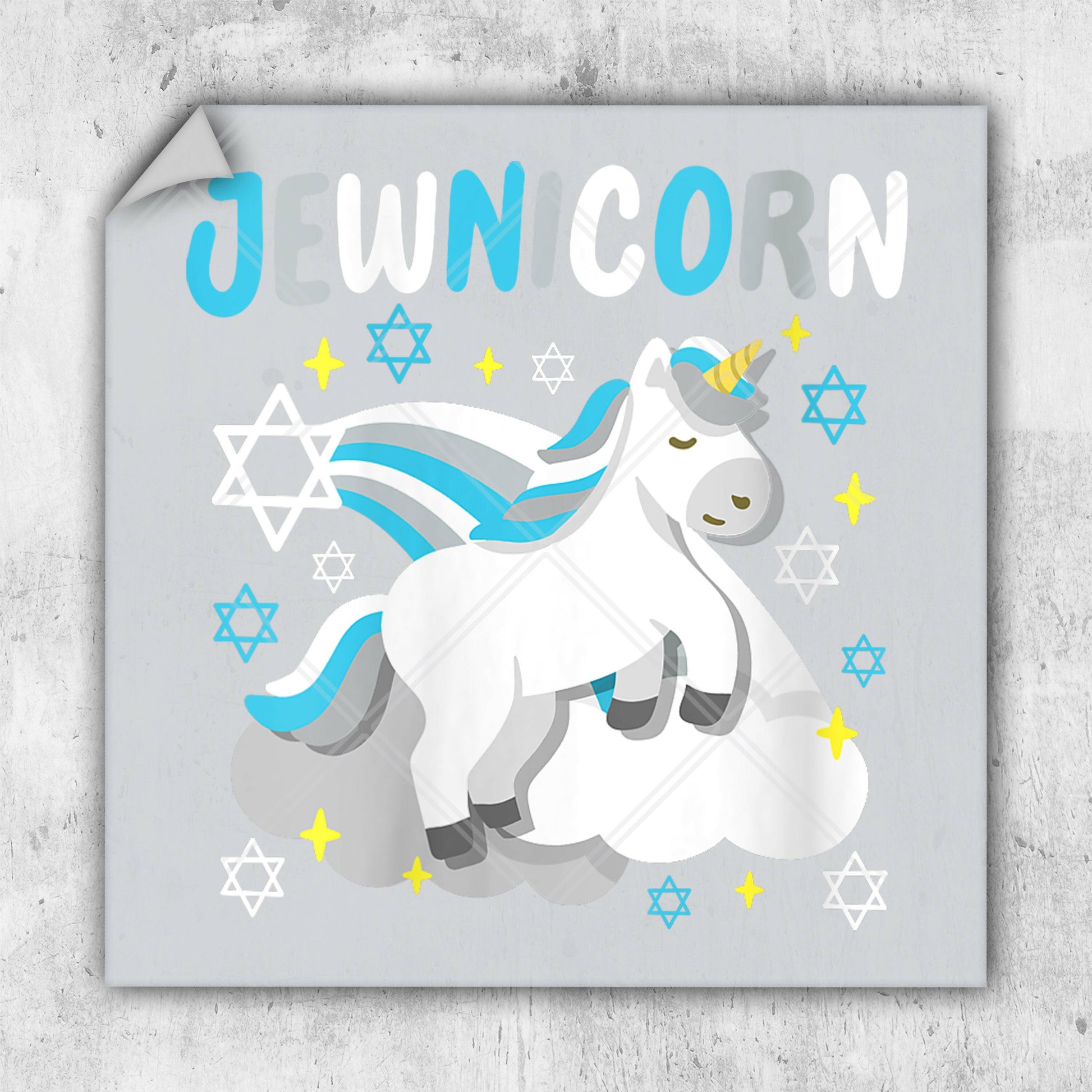 a picture of a unicorn with a star of david on it