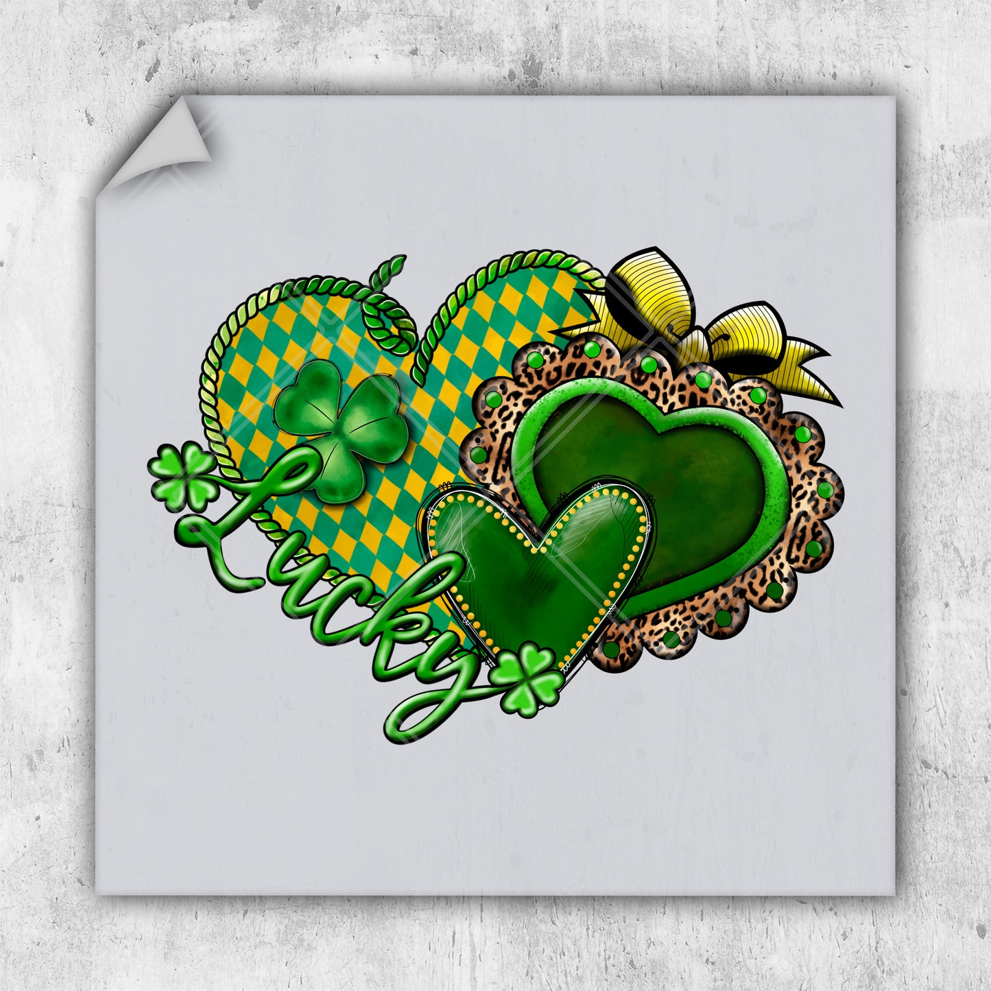 a drawing of a green heart with a bow