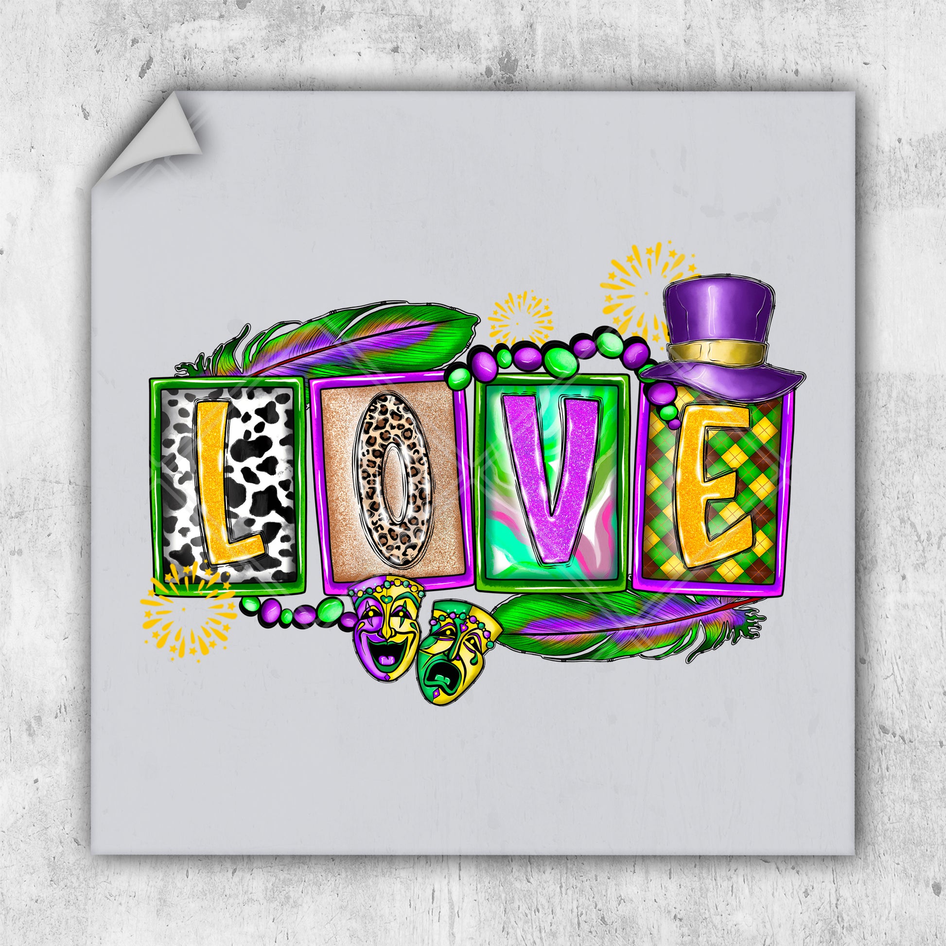 a picture of a mardi gras love sign