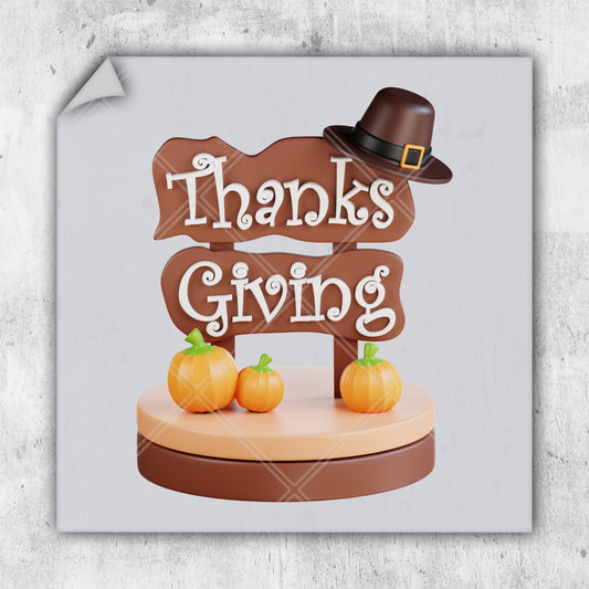 a wooden sign that says thanks giving with pumpkins