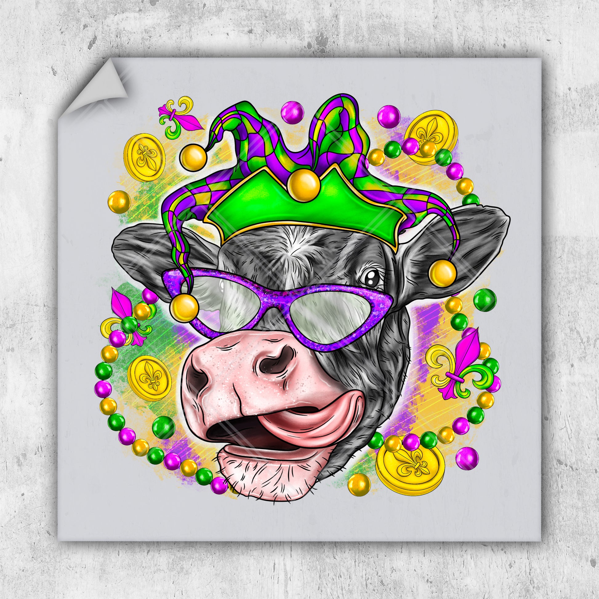 a drawing of a cow wearing a hat and glasses