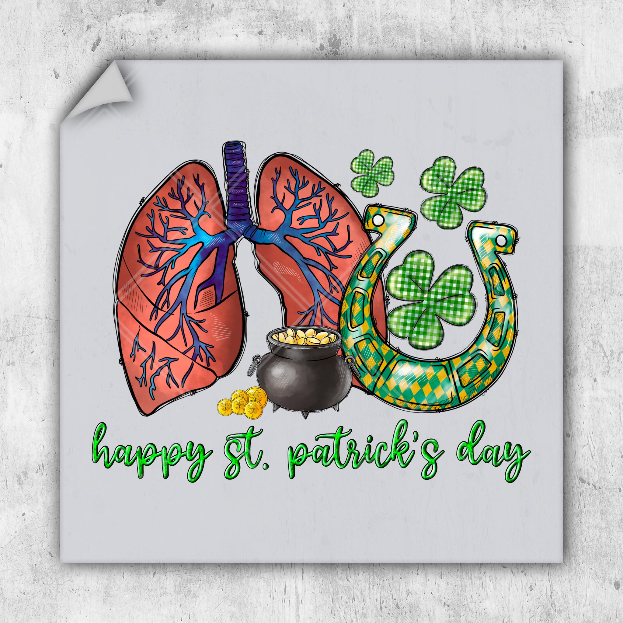 a st patrick's day card with a pot of gold coins