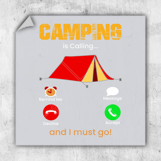 a picture of a camper's tent with the words camping is calling and