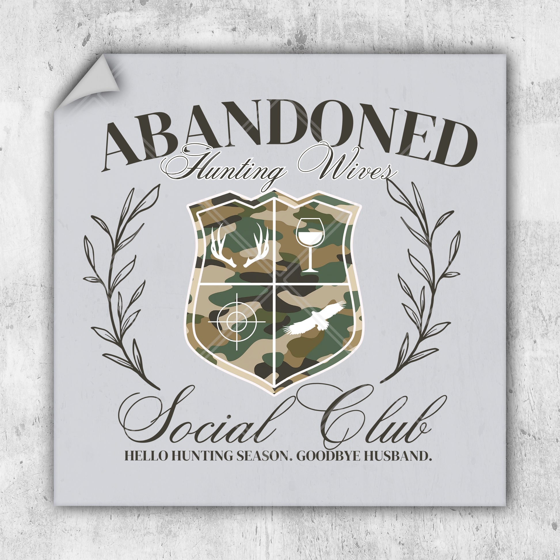 a sign that says abandoned hunting services social club