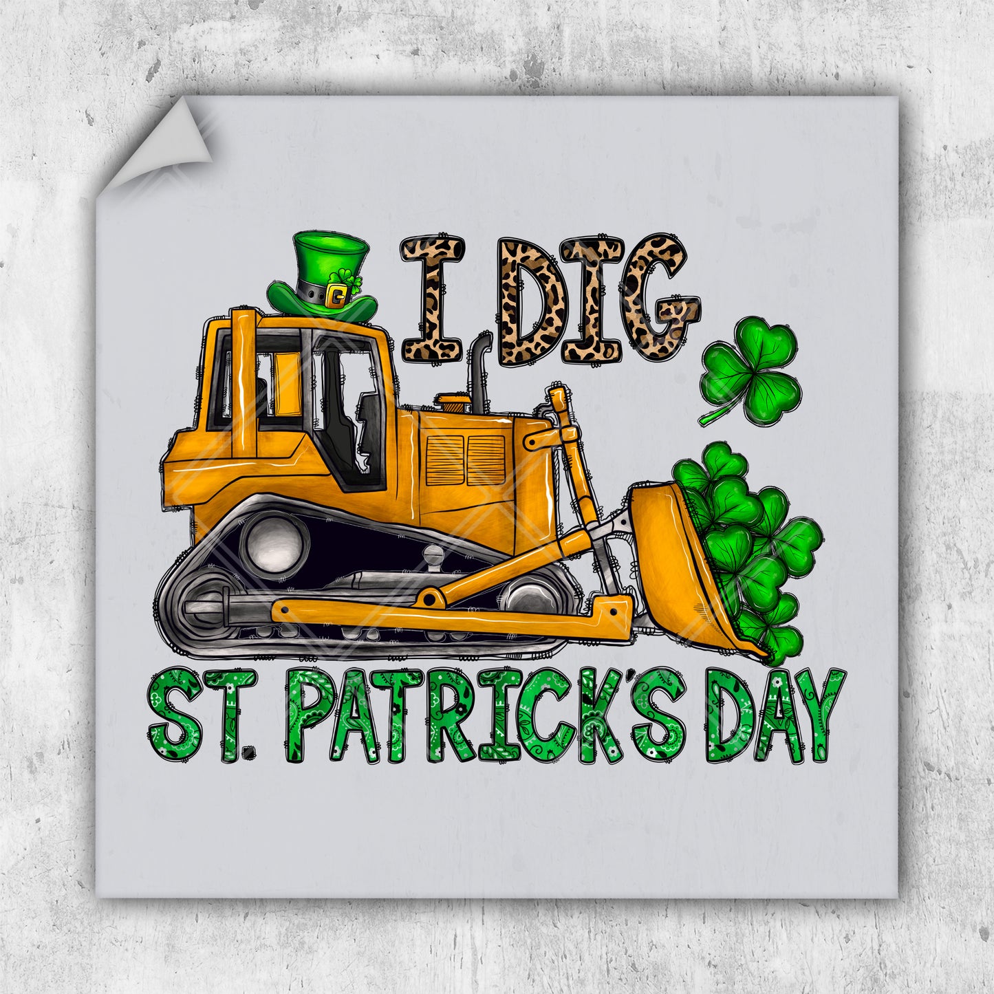 a st patrick's day bulldozer with shamrocks