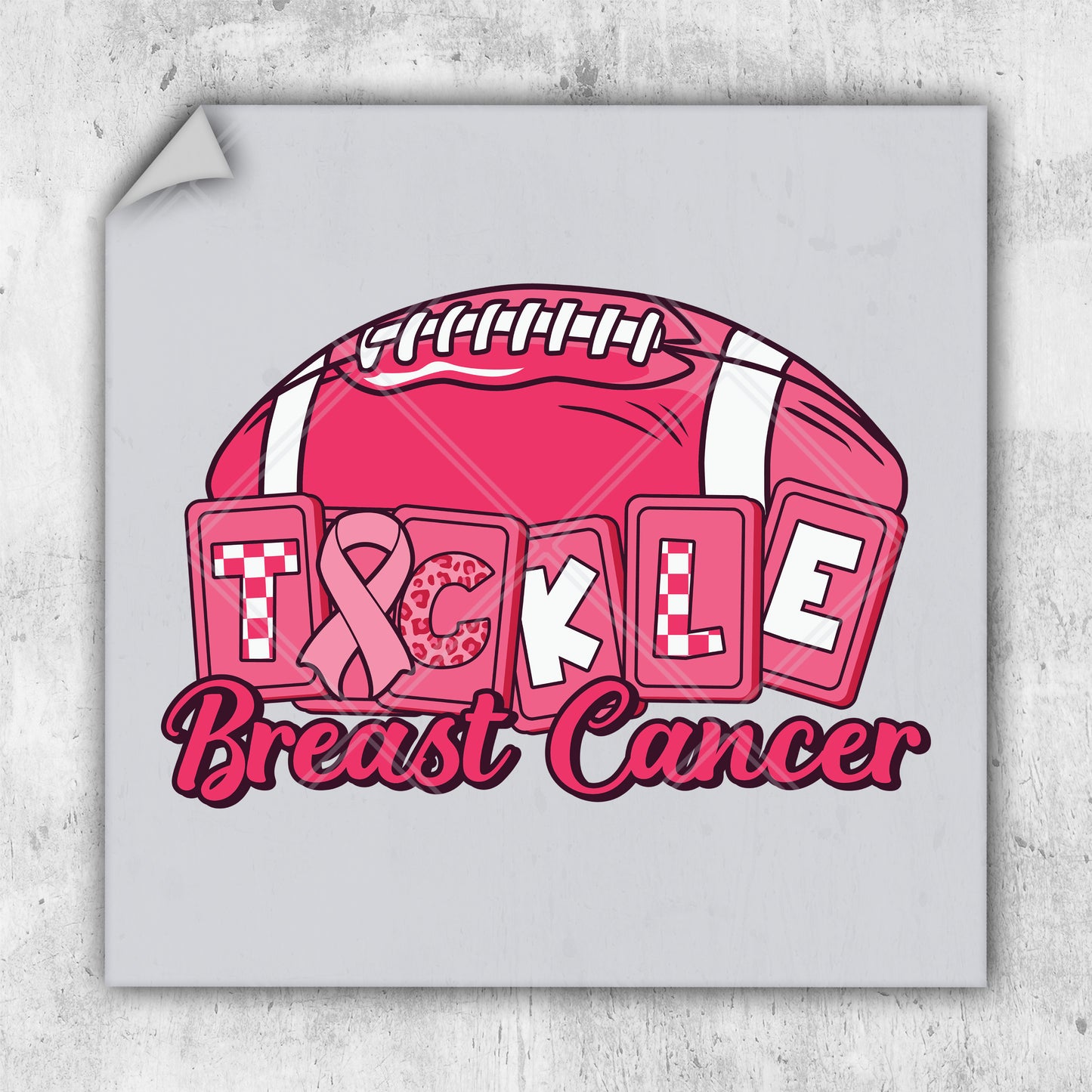 a sticker with a football and the words breast cancer