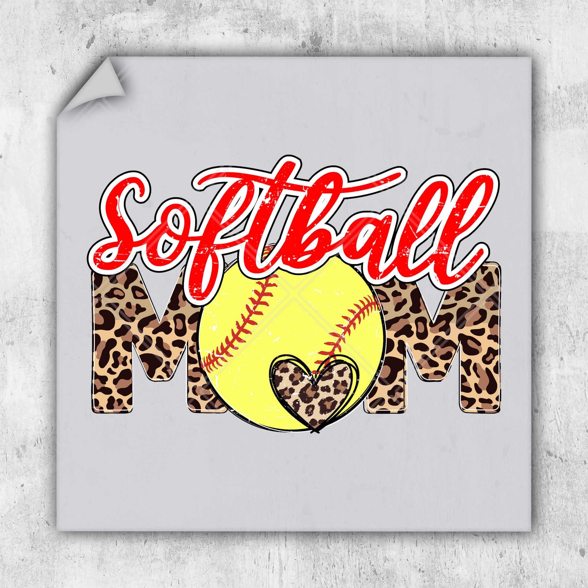 a softball mom with a leopard print on it