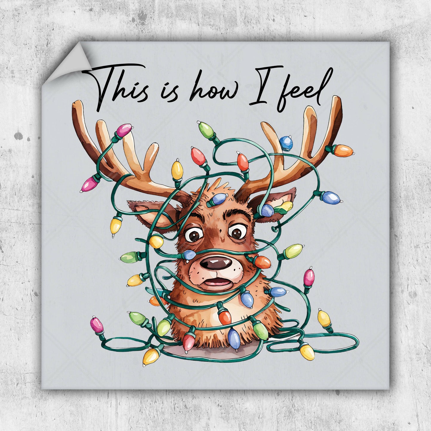 a reindeer with christmas lights on its antlers