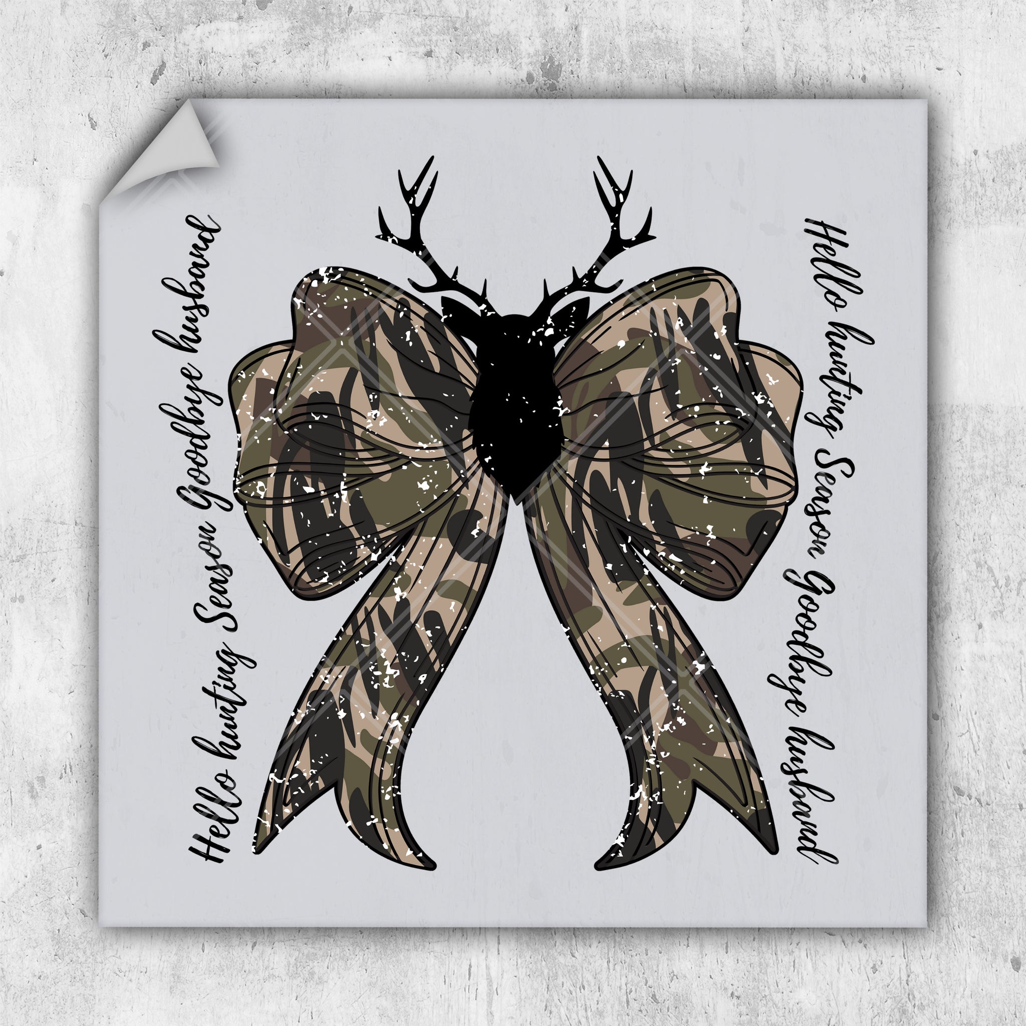 a sticker with a deer's head and antlers on it