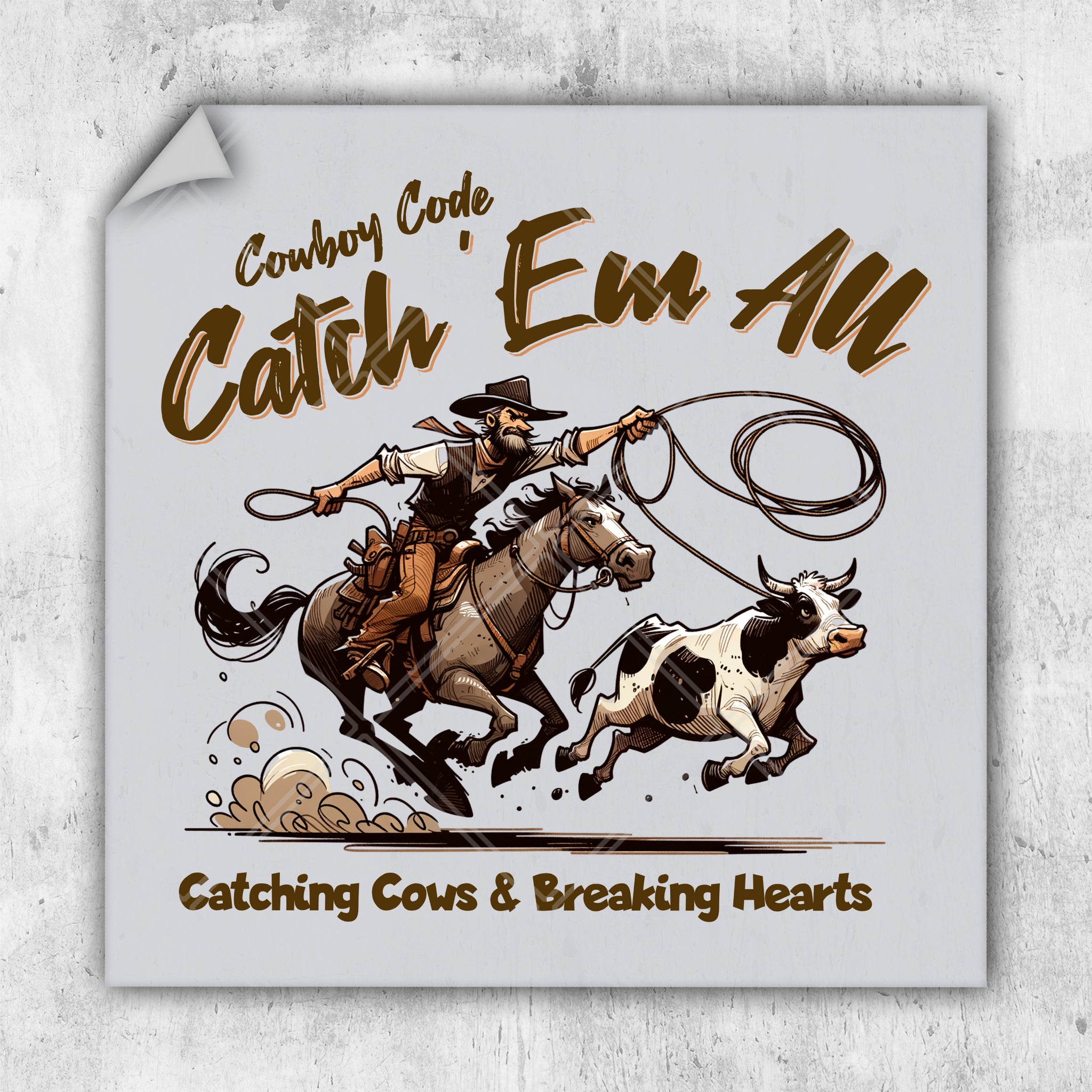 a picture of a cowboy riding a horse with a lasso