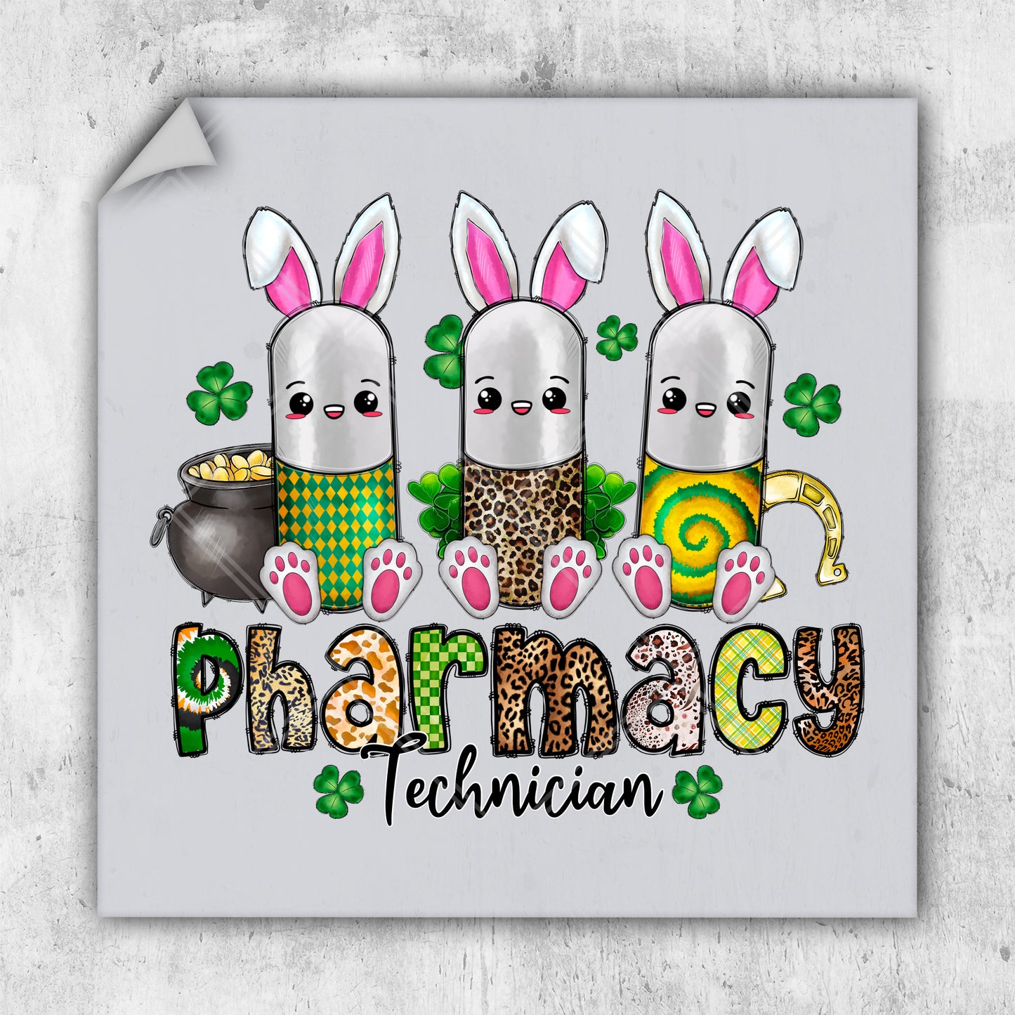 a picture of three bunnies with the words pharmacy technician