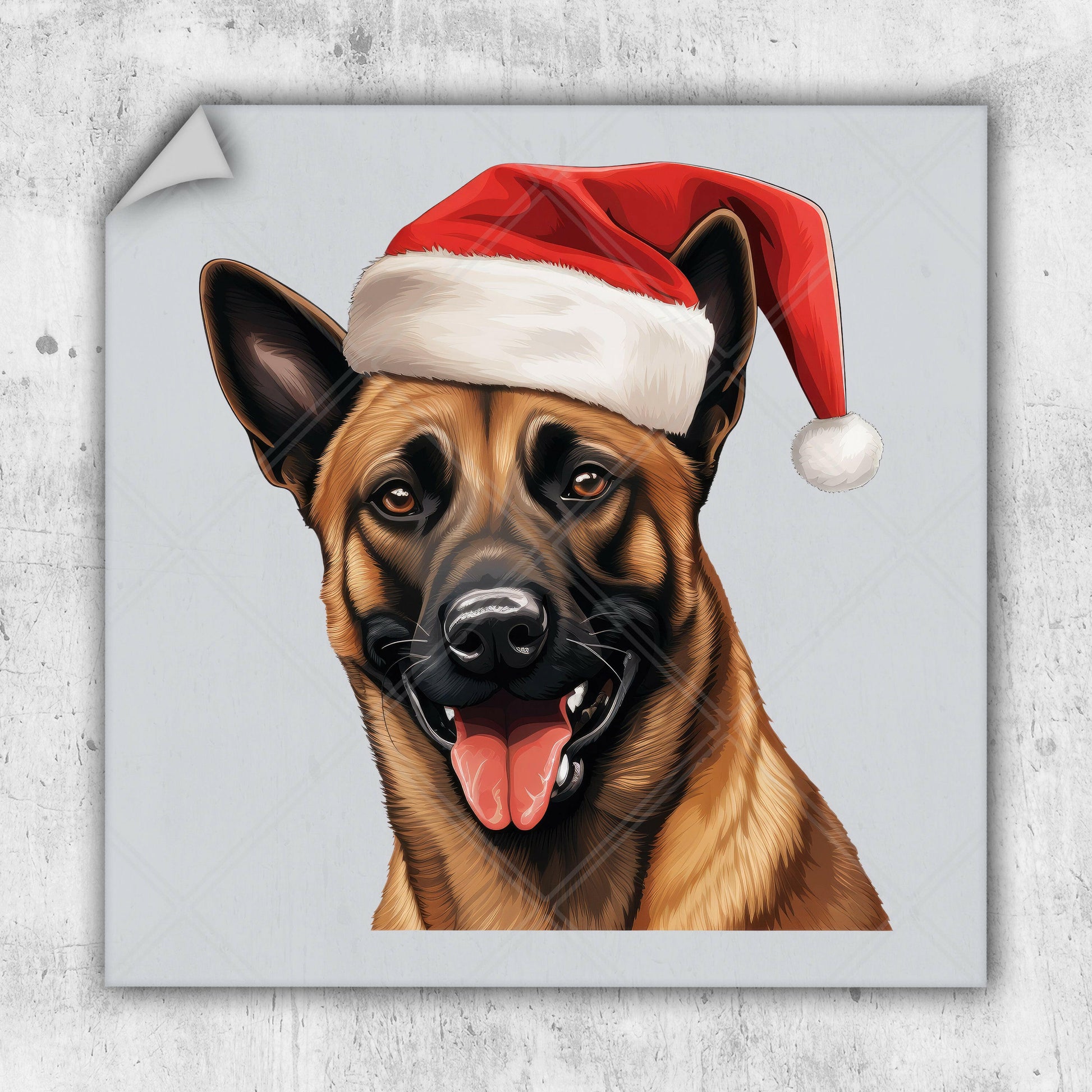 a german shepherd dog wearing a santa hat