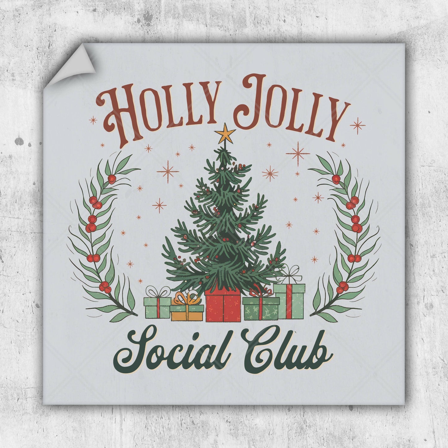 Holly Jolly Social Club - DTF Transfer - Ready To Press - Christmas DTF Transfers.