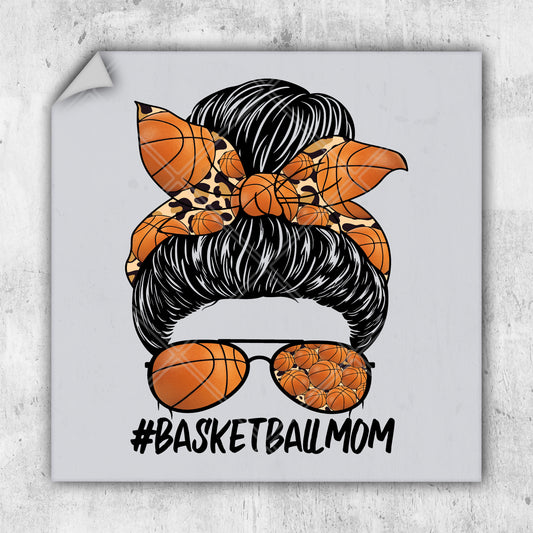 a basketball mom with a bow and glasses on her head