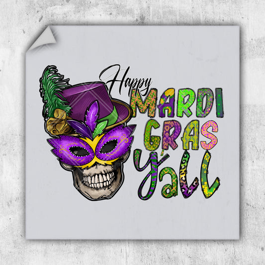 a picture of a skull wearing a mardi gras mask