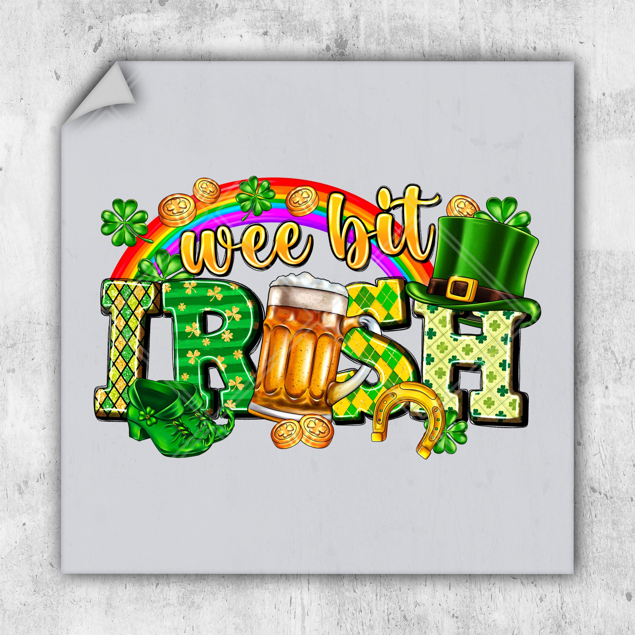 a st patrick's day sign with a beer and shamrocks