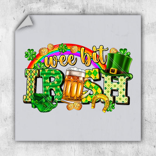 a st patrick's day sign with a beer and shamrocks