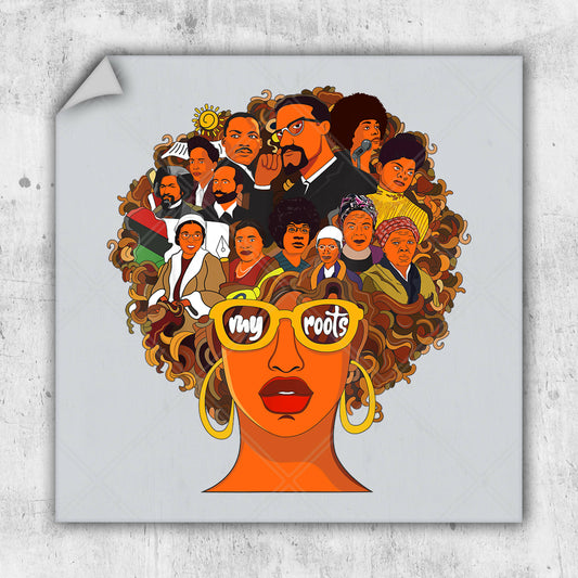 a picture of a woman with a bunch of people on her head