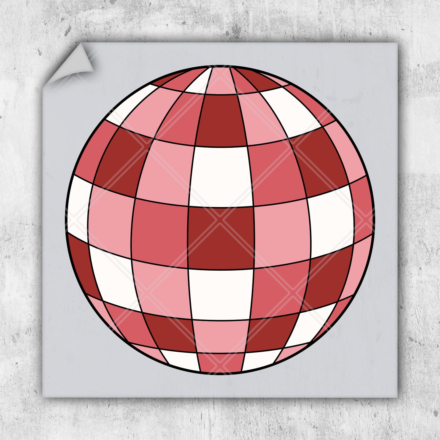 a picture of a red and white checkered ball