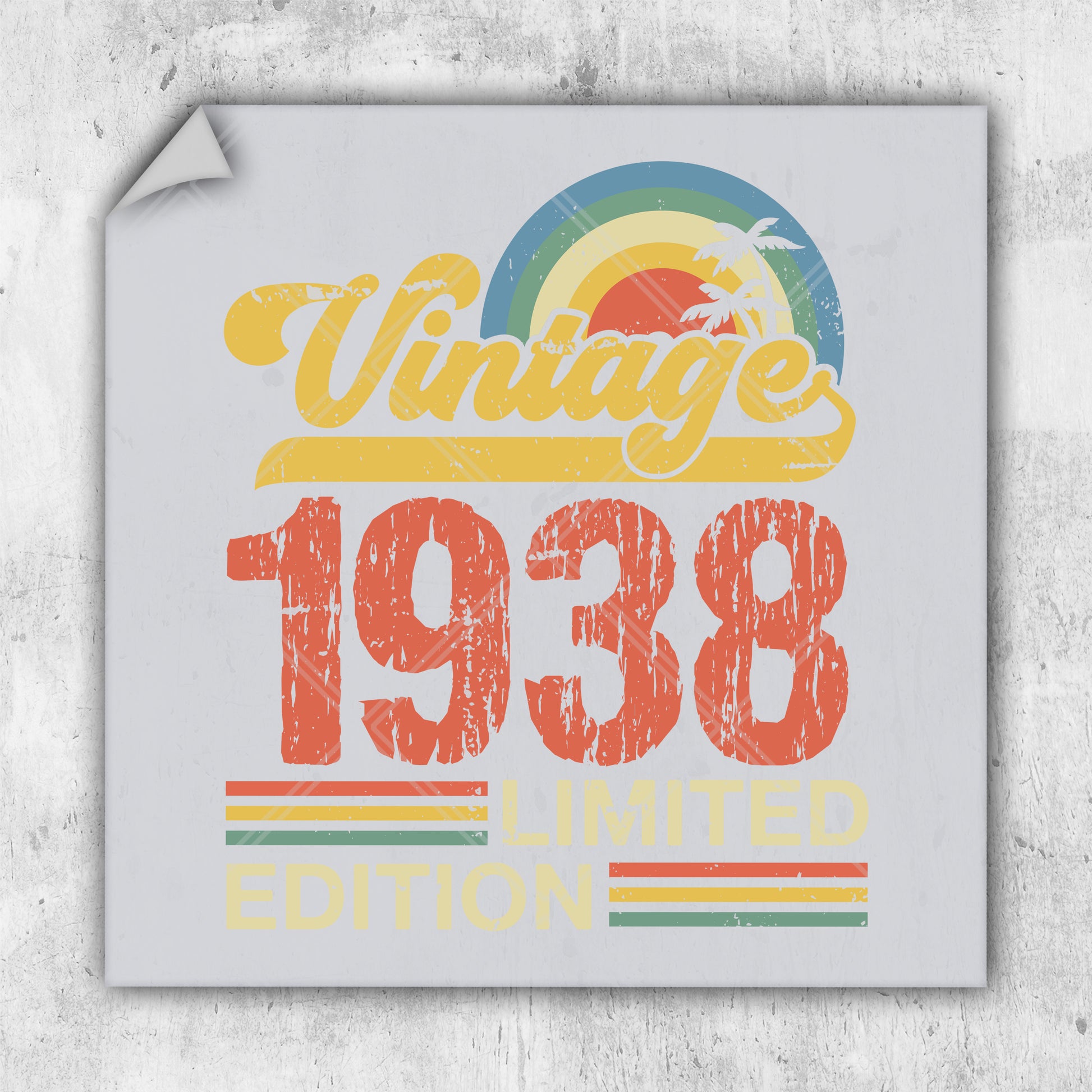 a white square sticker with the words vintage 1933 limited on it