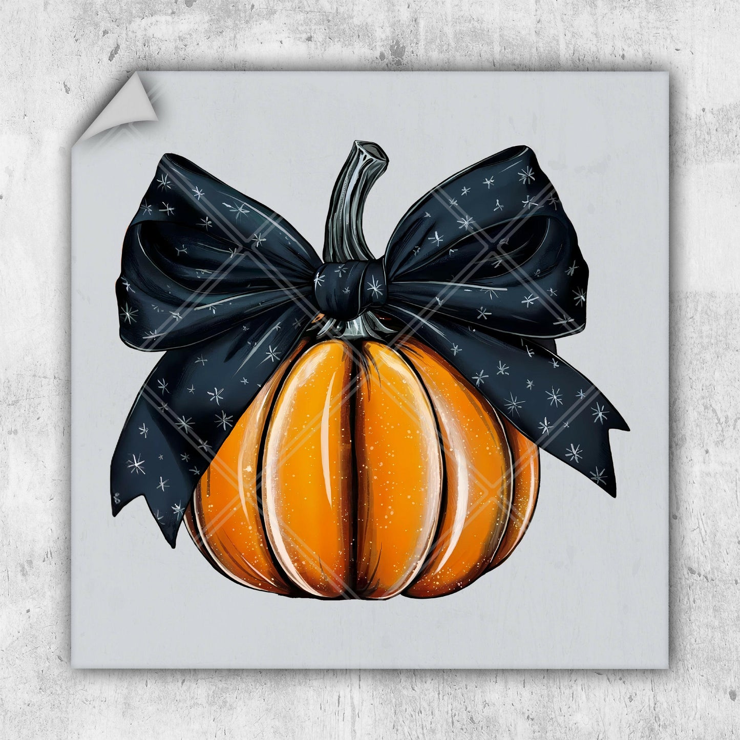 a picture of a pumpkin with a black bow