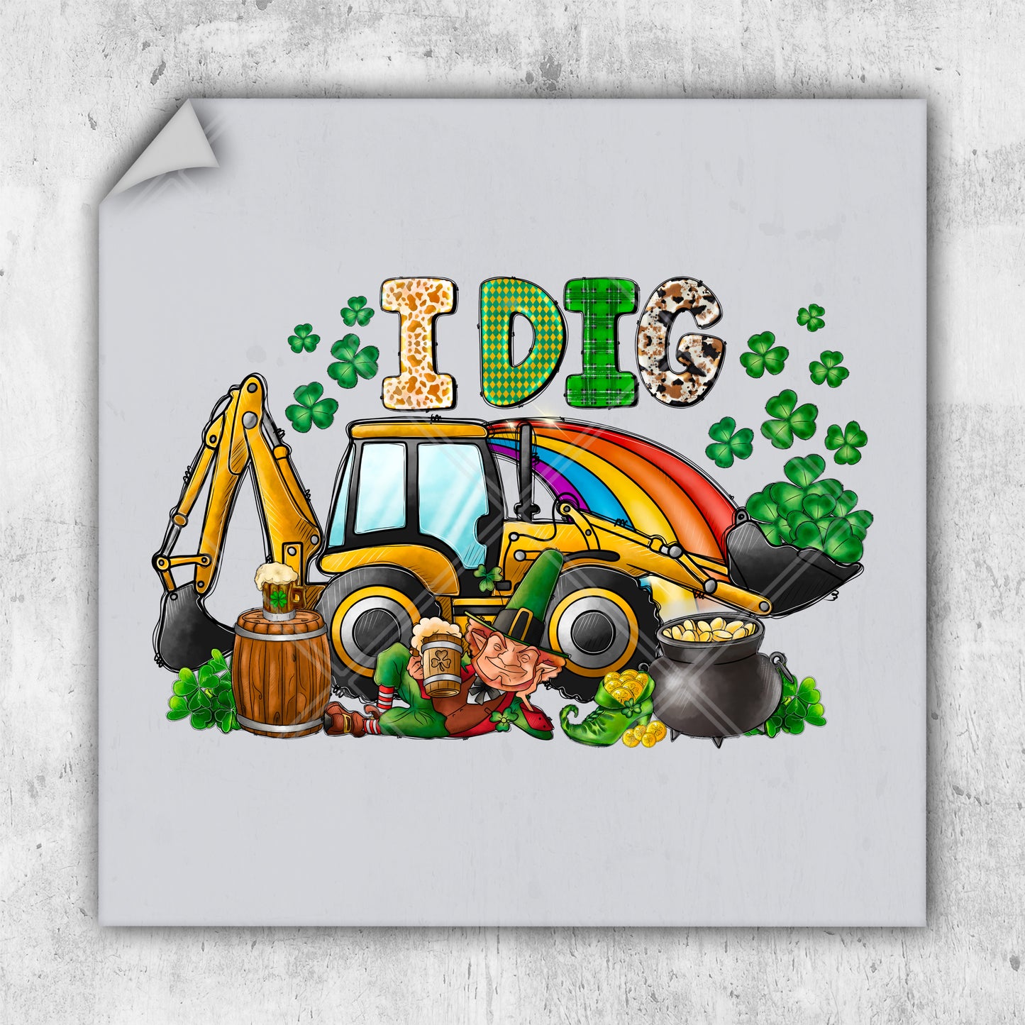 a st patrick's day shirt with a tractor and a rainbow